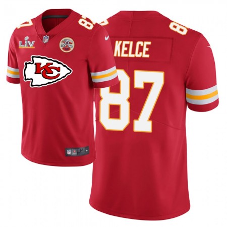Maillot Homme Kansas City Chiefs Travis Kelce 87 Nike Rouge Team Logo 2021 Super Bowl LV